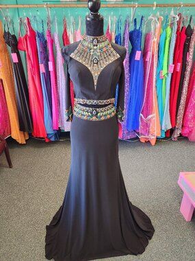 Clarisse 4920 Black/Multi Size 10 Prom Dress/Formal Gown